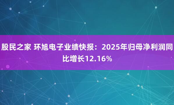 股民之家 环旭电子业绩快报:2025年归母净利润同比增长12.16%